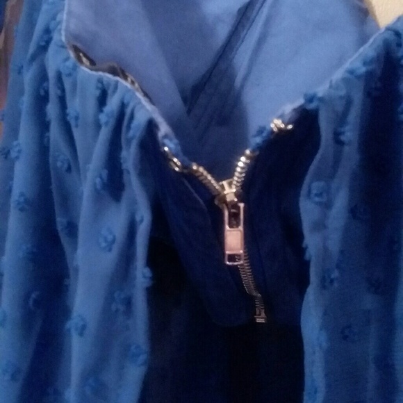 Shinestar-Blue Strapless Open Shoulder Sheer Top - Picture 3 of 8